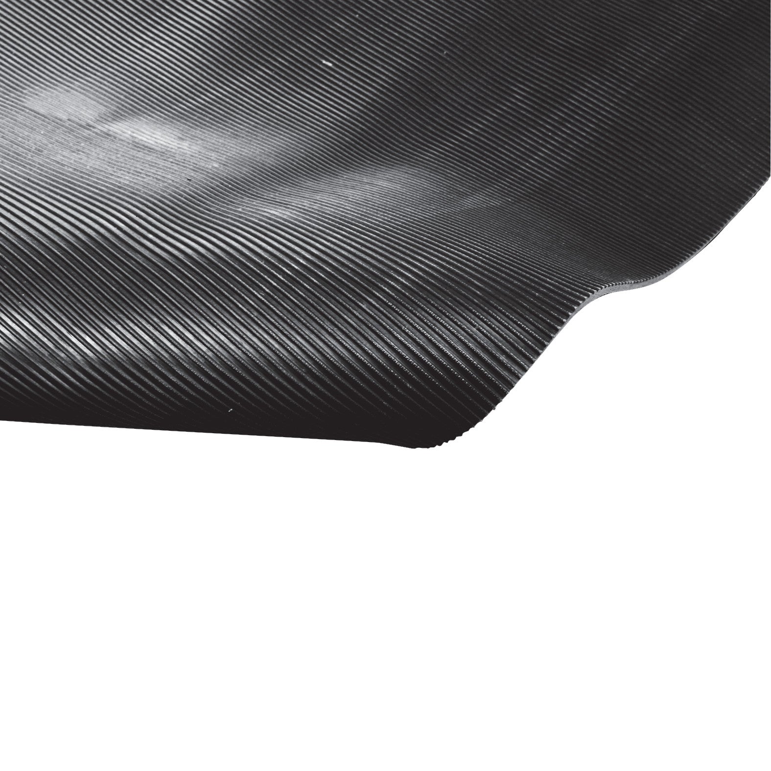 Close-up of the textured black AliMed Safety NoSlip Mat, featuring a ridged surface for enhanced grip and safety.