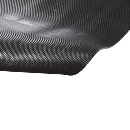 Close-up of the textured black AliMed Safety NoSlip Mat, featuring a ridged surface for enhanced grip and safety.