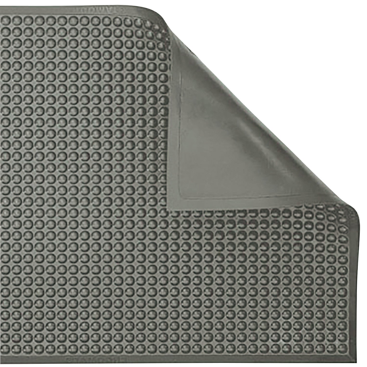 ERGOMAT Basic Bubble Anti-Fatigue Mat in gray, featuring a textured bubble pattern with a corner partially folded over.