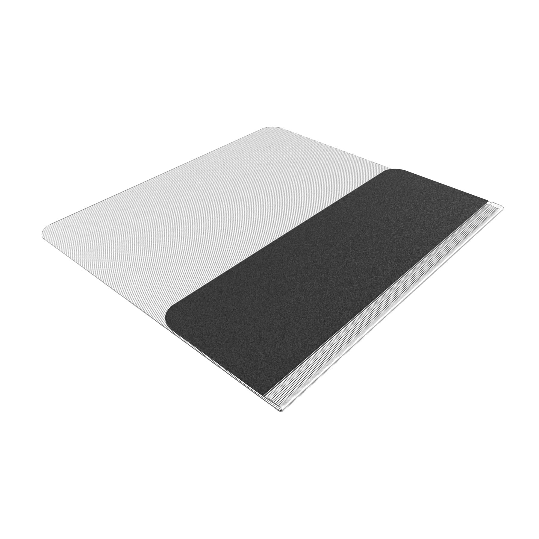 The Aleco Sit or Stand Mat, featuring a black, textured surface on one side and a white, smooth surface on the other.