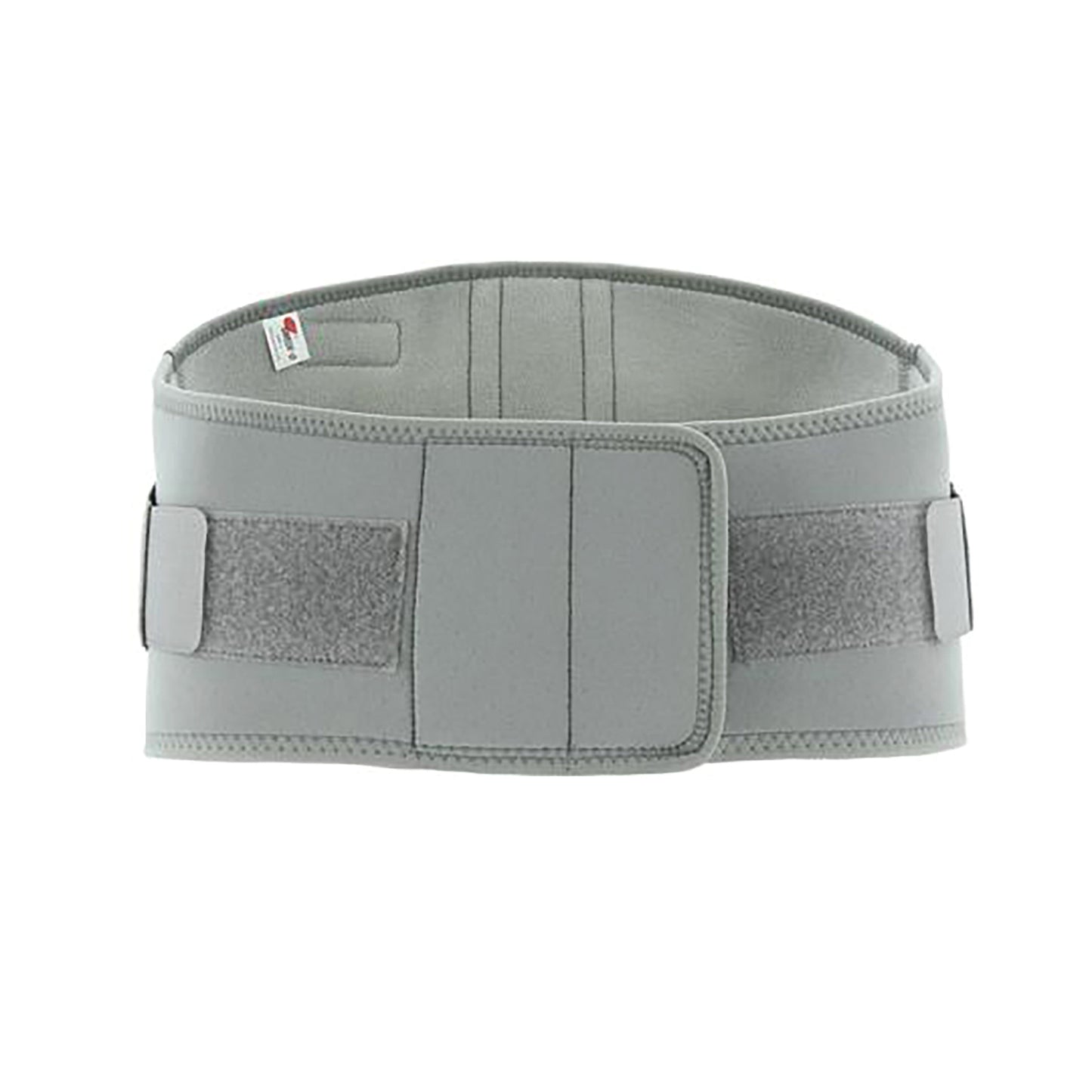 The Swede-O Thermal Lumbar Support, a gray adjustable back brace with straps for lumbar support.