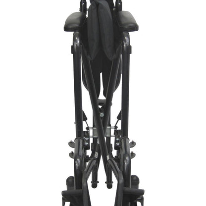 The Karman T-2000 Series Lightweight Transport Chair is shown folded, highlighting its compact design and black frame.