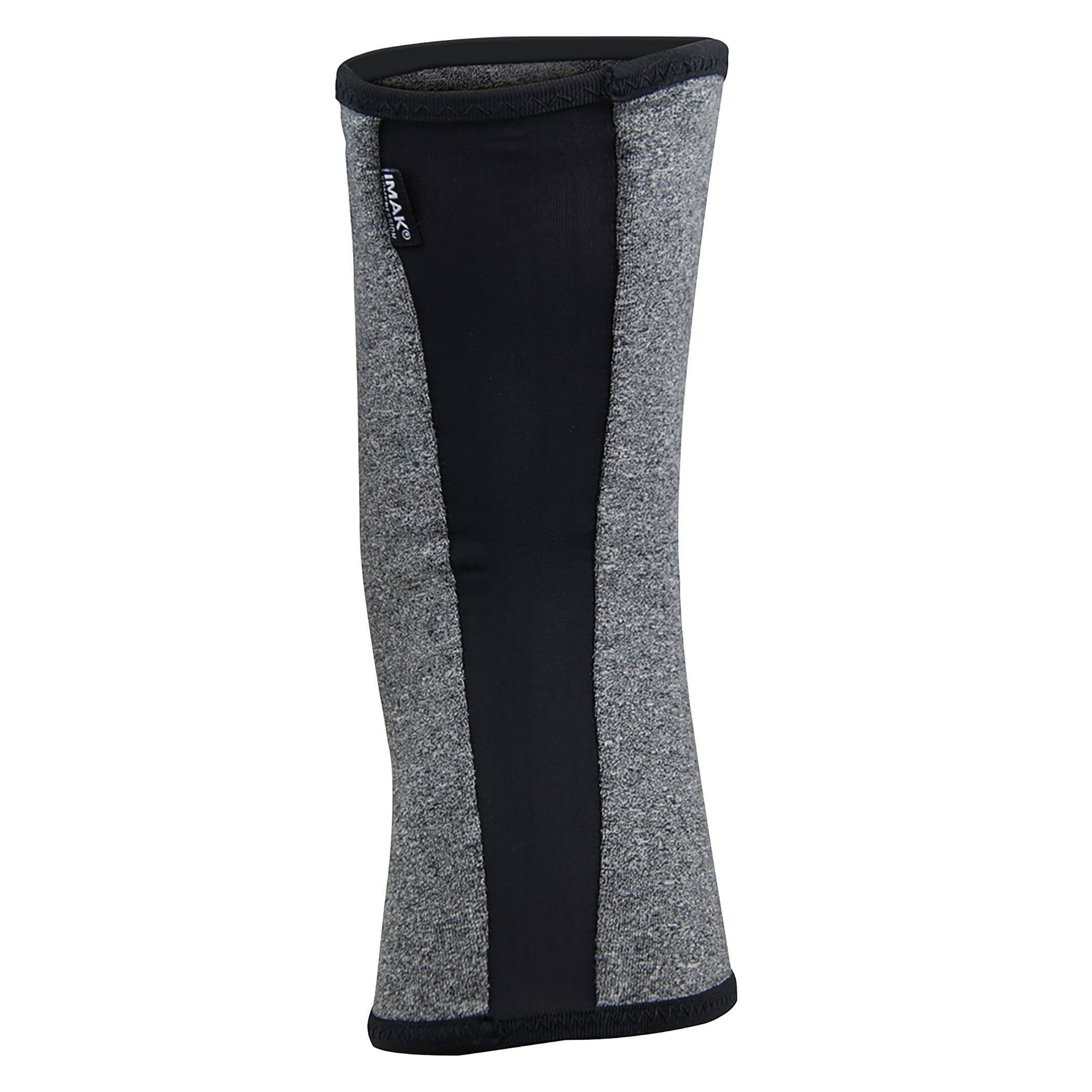 A Brownmed IMAK Compression Arthritis Knee Sleeve, featuring a gray and black design for joint support.