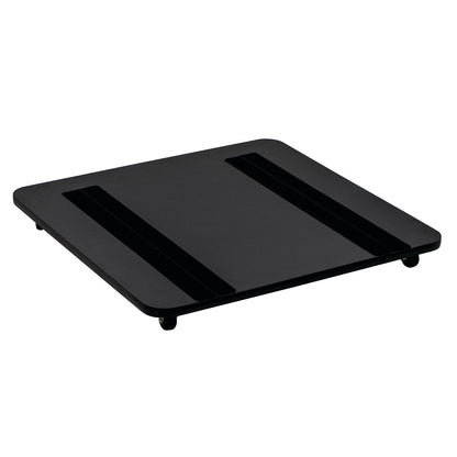 A black Mobile Base for Skillbuilders Floor Sitter with wheels and two parallel non-slip strips on the surface.