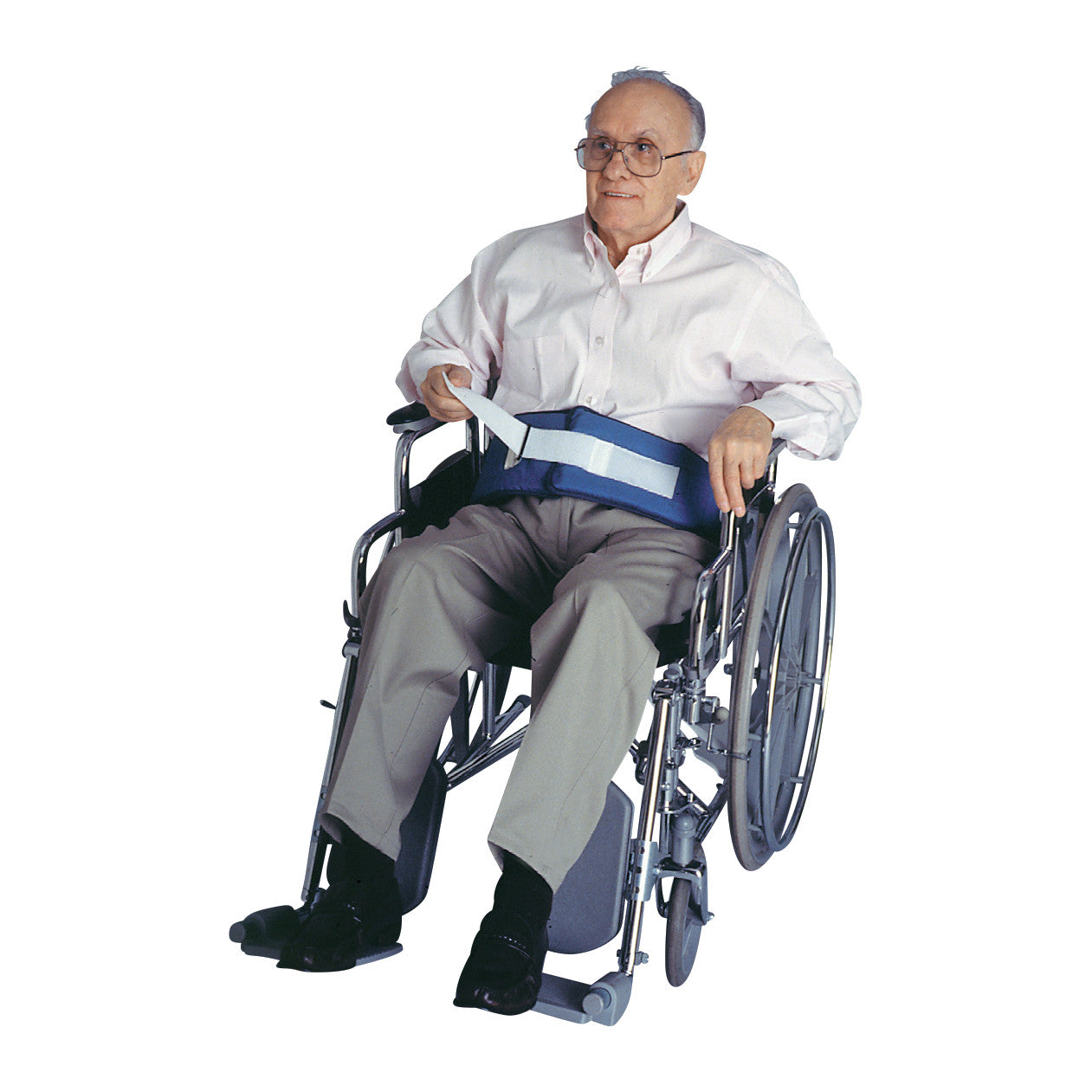 Resident-Release Soft Wheelchair Belt with Hook-and-Loop Closure