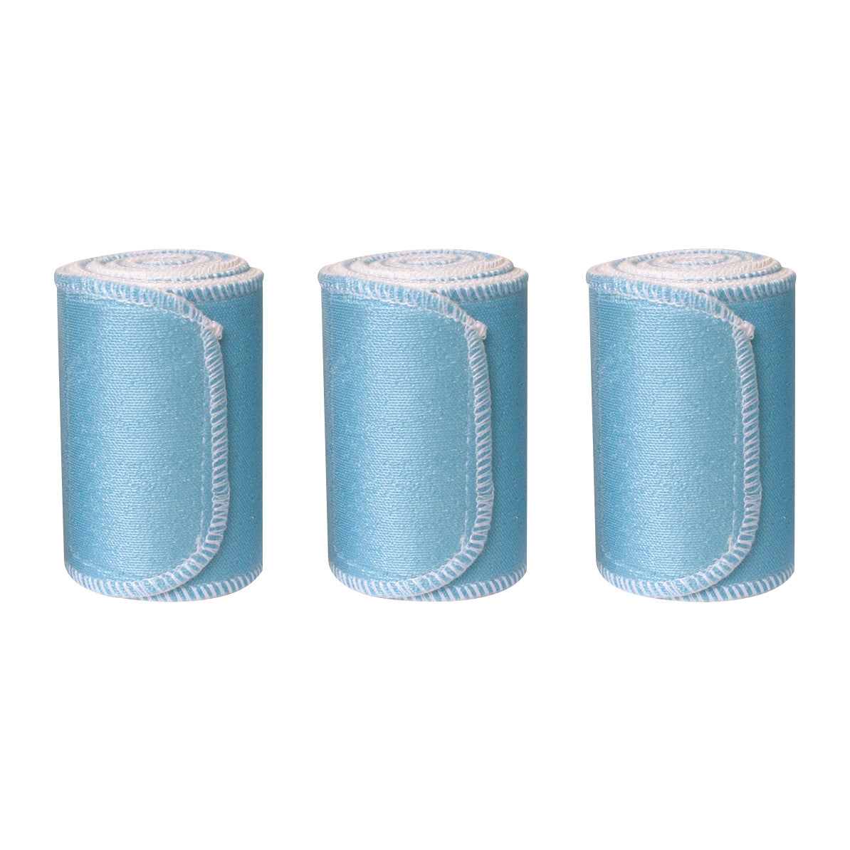 Three rolled Chattanooga Nylatex Wraps in light blue with white stitching are displayed against a plain background.