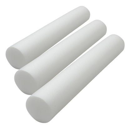 Three white AliMed Foam Rollers are aligned horizontally against a white background.