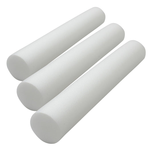 Three white AliMed Foam Rollers are aligned horizontally against a white background.