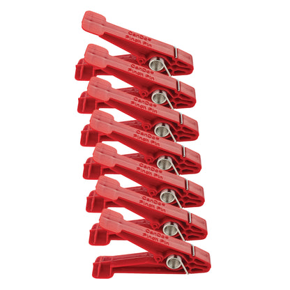 A set of eight red Replacement Pins for Finger Pinch Exerciser, aligned in two vertical rows. Each pin has a metal spring.