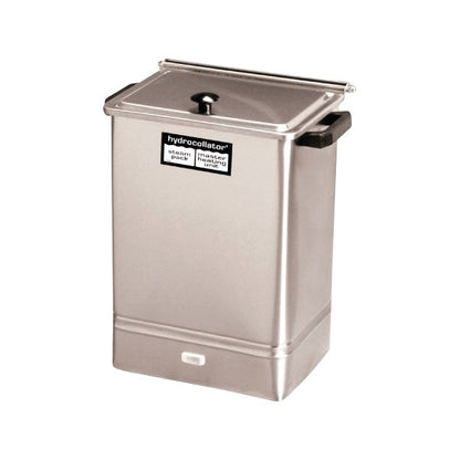 Chattanooga Hydrocollator Heating Unit, a stainless steel container with handles and a labeled front panel for steam packs.