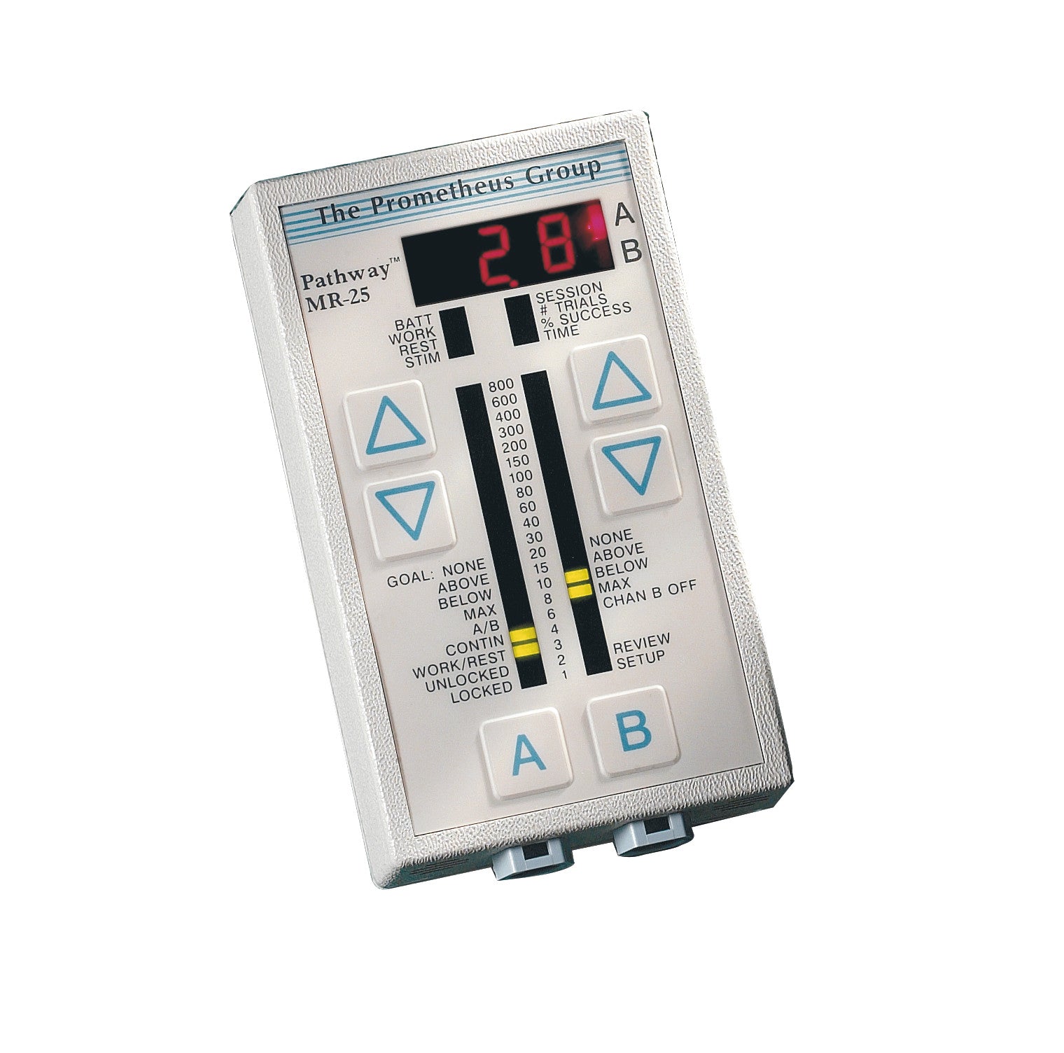 The Pathway Dual-Channel sEMG Unit features a digital display, buttons, and controls for biofeedback and muscle monitoring.