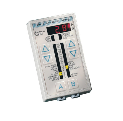 The Pathway Dual-Channel sEMG Unit features a digital display, buttons, and controls for biofeedback and muscle monitoring.
