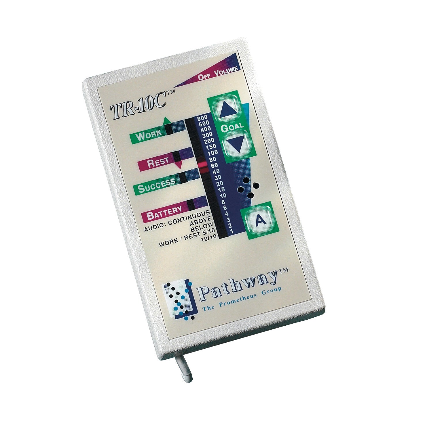 The Pathway TR sEMG Trainer device features a display with indicators for "Work," "Rest," "Success," and "Battery."
