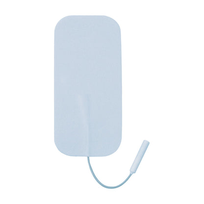 Rectangular Uni-Patch Superior Silver Electrode with rounded edges, attached to a cord with a connector at the end.