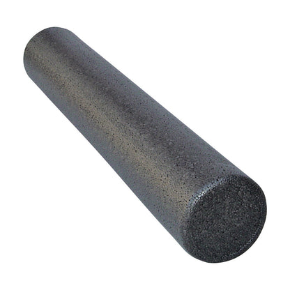 A black AliMed Hi-Density Foam Roller, cylindrical and textured, designed for physical therapy and exercise routines.