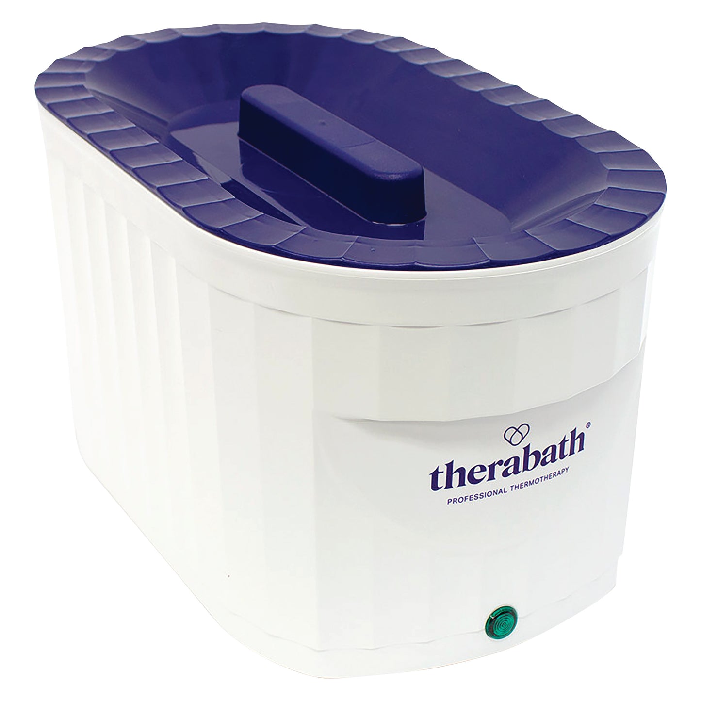 Therabath Professional Thermotherapy Paraffin Bath with a dark blue lid and white base, featuring the brand logo on the front.