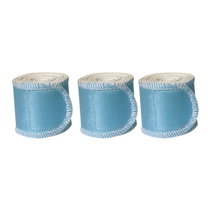 Three rolled Chattanooga Nylatex Wraps in light blue with white striped edges, displayed in a row.