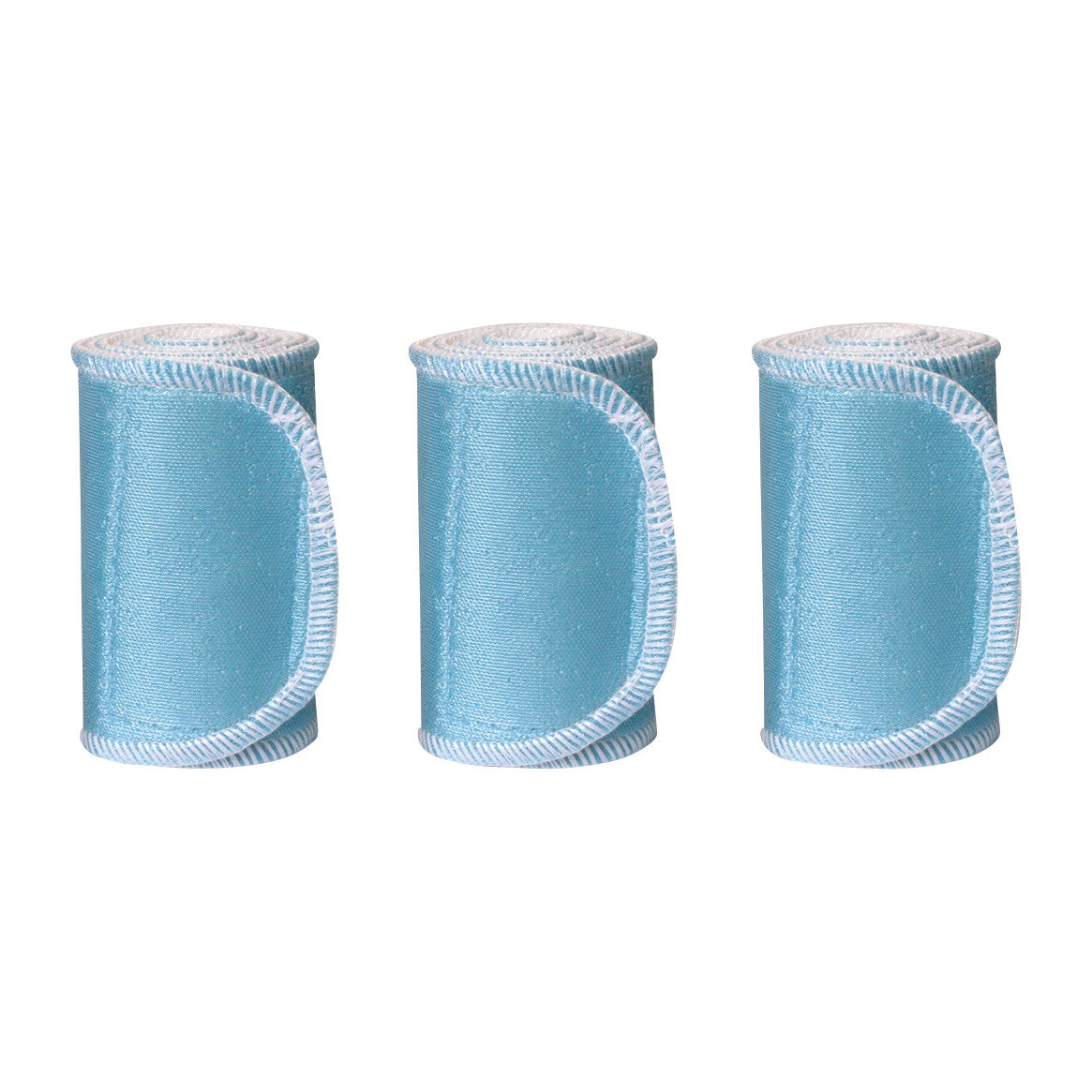 Three Chattanooga Nylatex Wraps in blue, rolled up with white stitched edges, are displayed side by side.