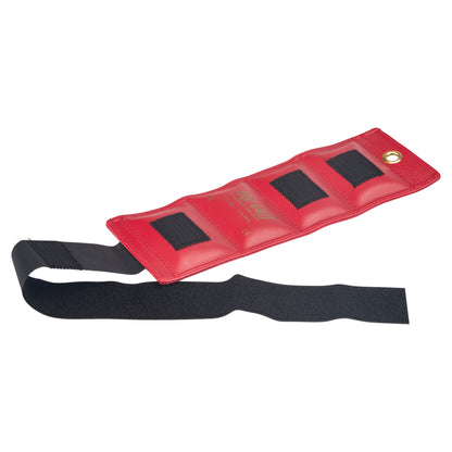 Red AliMed Color-Coded Cuff Weight with adjustable black strap and three hook and loop  patches for secure fastening.