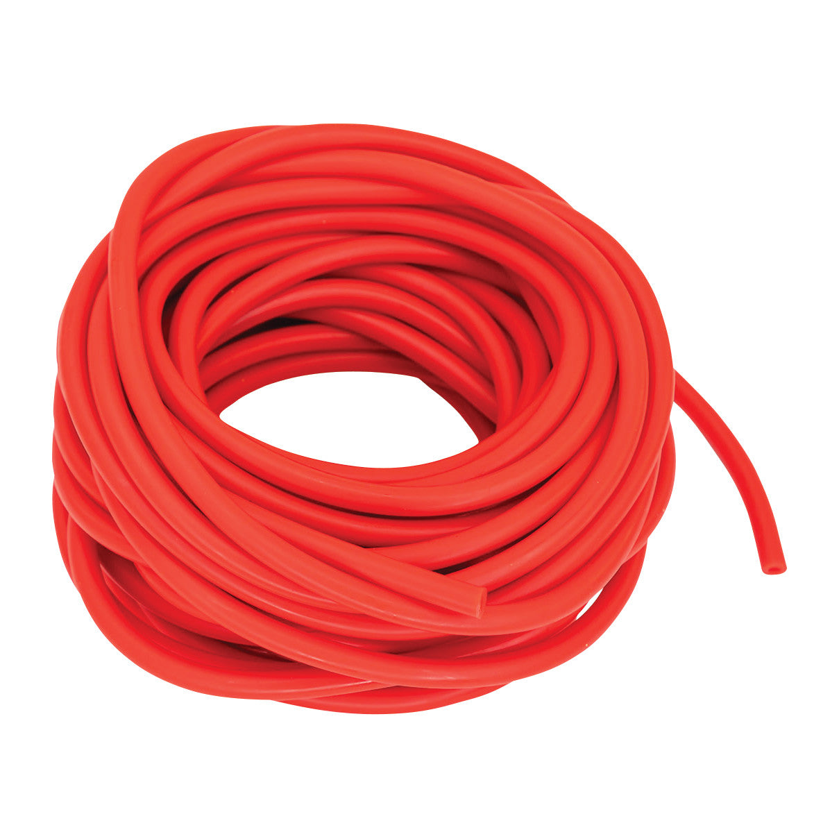 A coiled roll of red CanDo Exercise Tubing, used for physical therapy and fitness exercises.