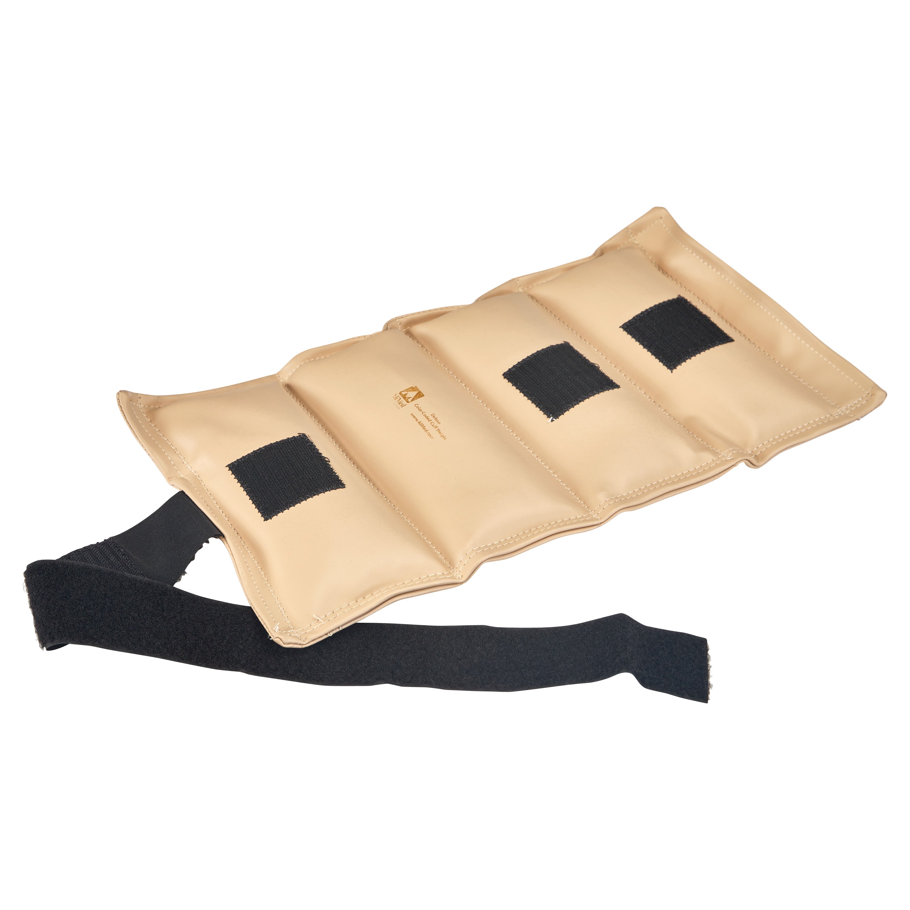 AliMed Color-Coded Cuff Weight, beige with four sections and black straps for attachment.