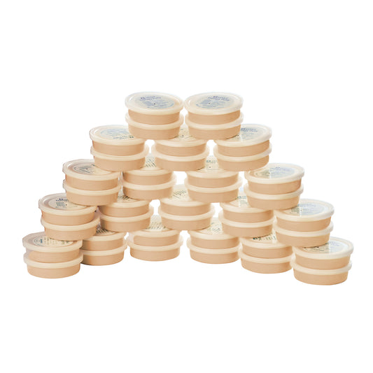 A pyramid stack of beige containers labeled "AliMed Therapy Putty Pack Kit" with clear lids on each container.