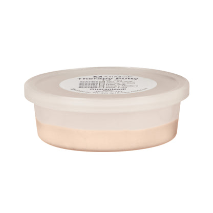 A small container of AliMed Color-Coded Therapy Putty with a beige lid and label, filled with peach-colored putty.