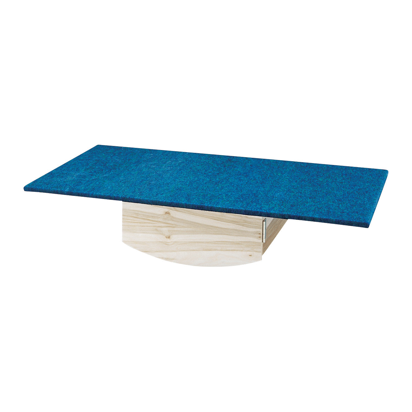 The Bailey Convertible Vestibular Board features a blue rectangular surface atop a wooden base for balance exercises.