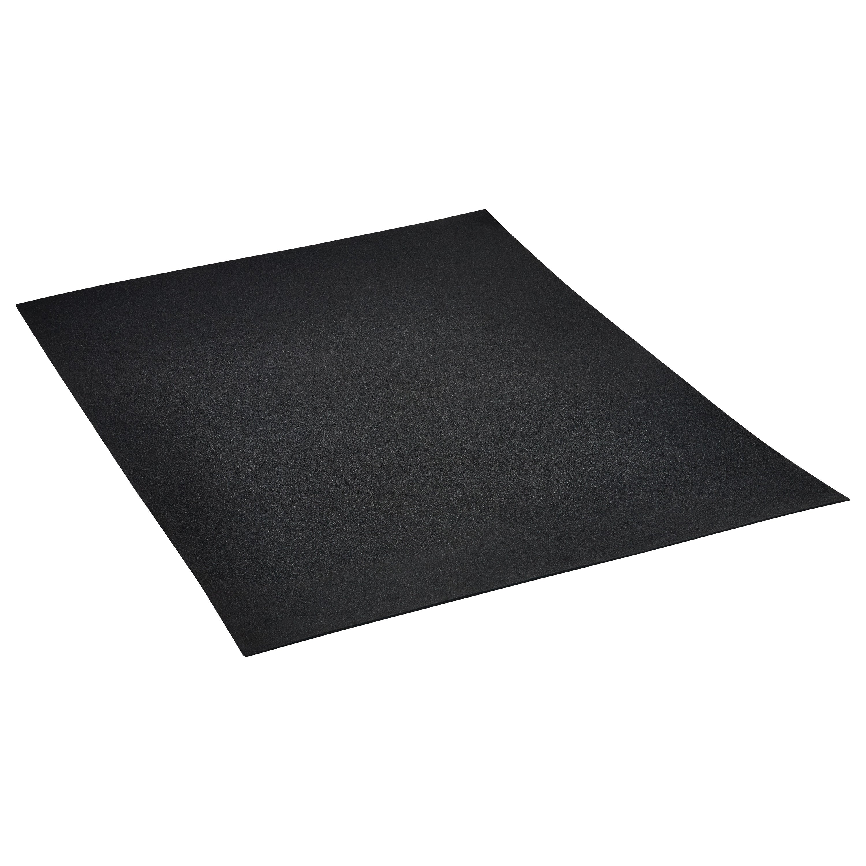 A black foam sheet titled "AliMed Plastazote #3," shown at an angle with a smooth surface and slightly raised edges.