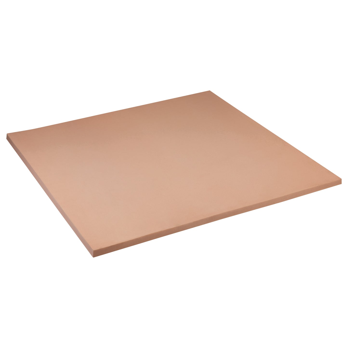 A beige, rectangular sheet of Plastazote #1 foam, viewed from a low angle, showing its flat surface and thin profile.