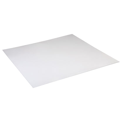 A flat, white Plastazote #1 foam sheet is shown against a white background, highlighting its smooth surface and square shape.