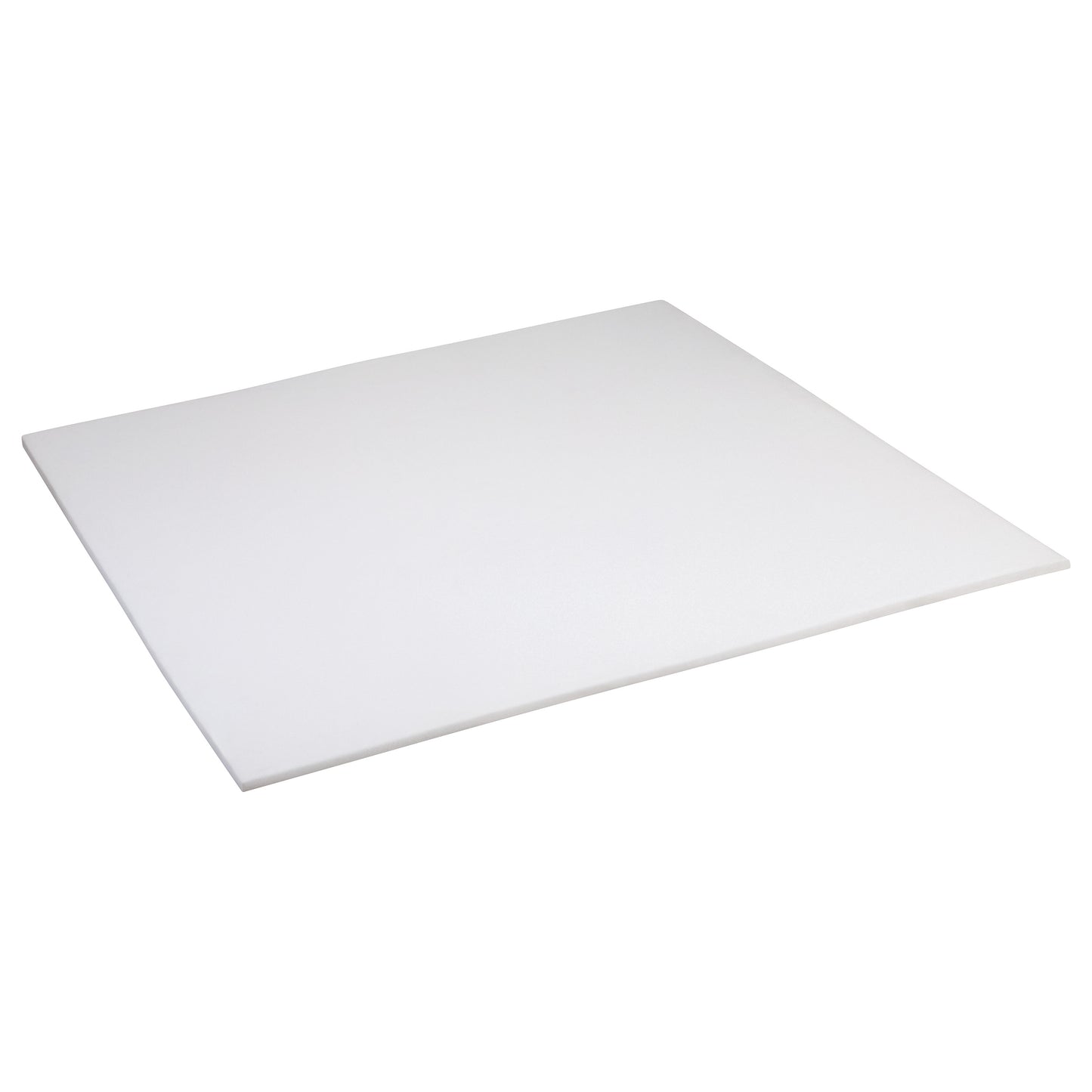 A white Plastazote #1 foam sheet is shown, featuring a smooth, rectangular surface with slightly rounded edges.