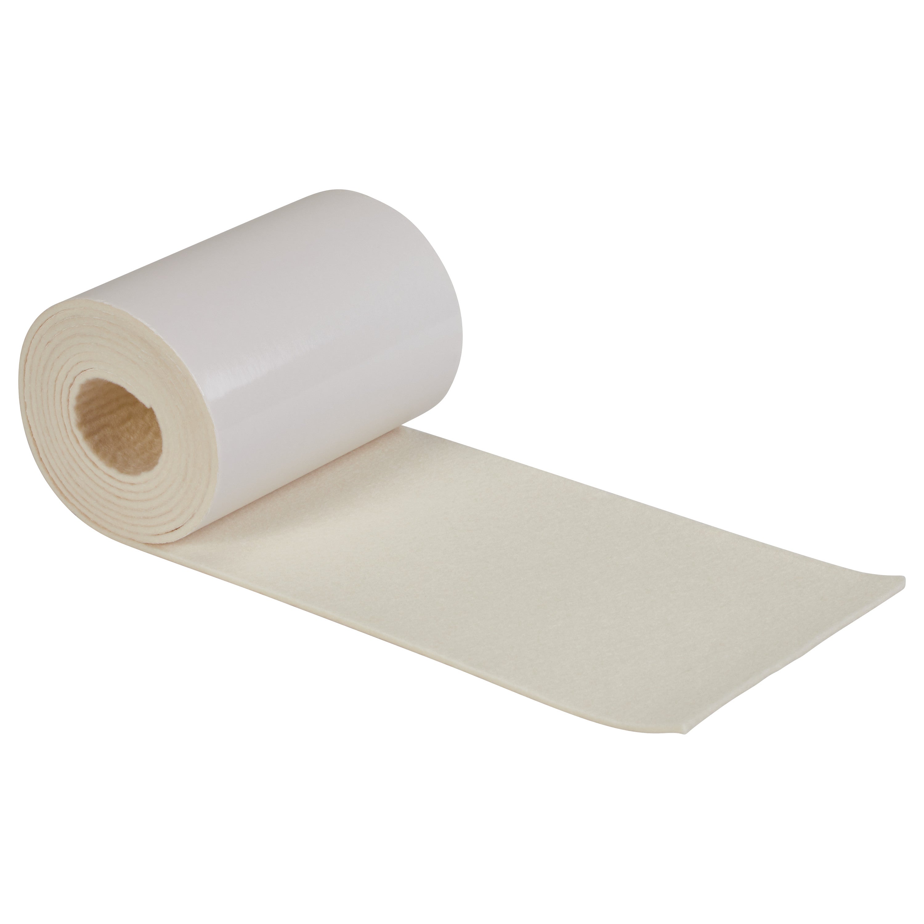 A roll of Orthopedic-Grade Felt Padding, shown partially unrolled, revealing its smooth, white textured surface.