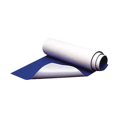 A roll of Silipos Pressure Relief Padding, with a blue bottom layer and white top, partially unrolled on a white background.