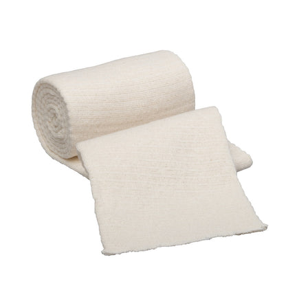 Molnlycke Tubigrip Bandage, a cream-colored, elasticated tubular support bandage partially unrolled, on a white background.