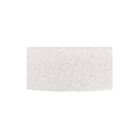 Close-up of VELCRO Brand Loop, showing a textured white surface in a rectangular shape against a white background.