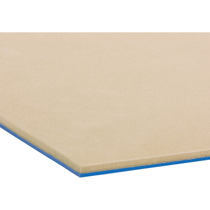 Close-up of Diab-A-Sheet Orthotic Material. It shows a beige surface with a blue underside, used for orthopedic applications.