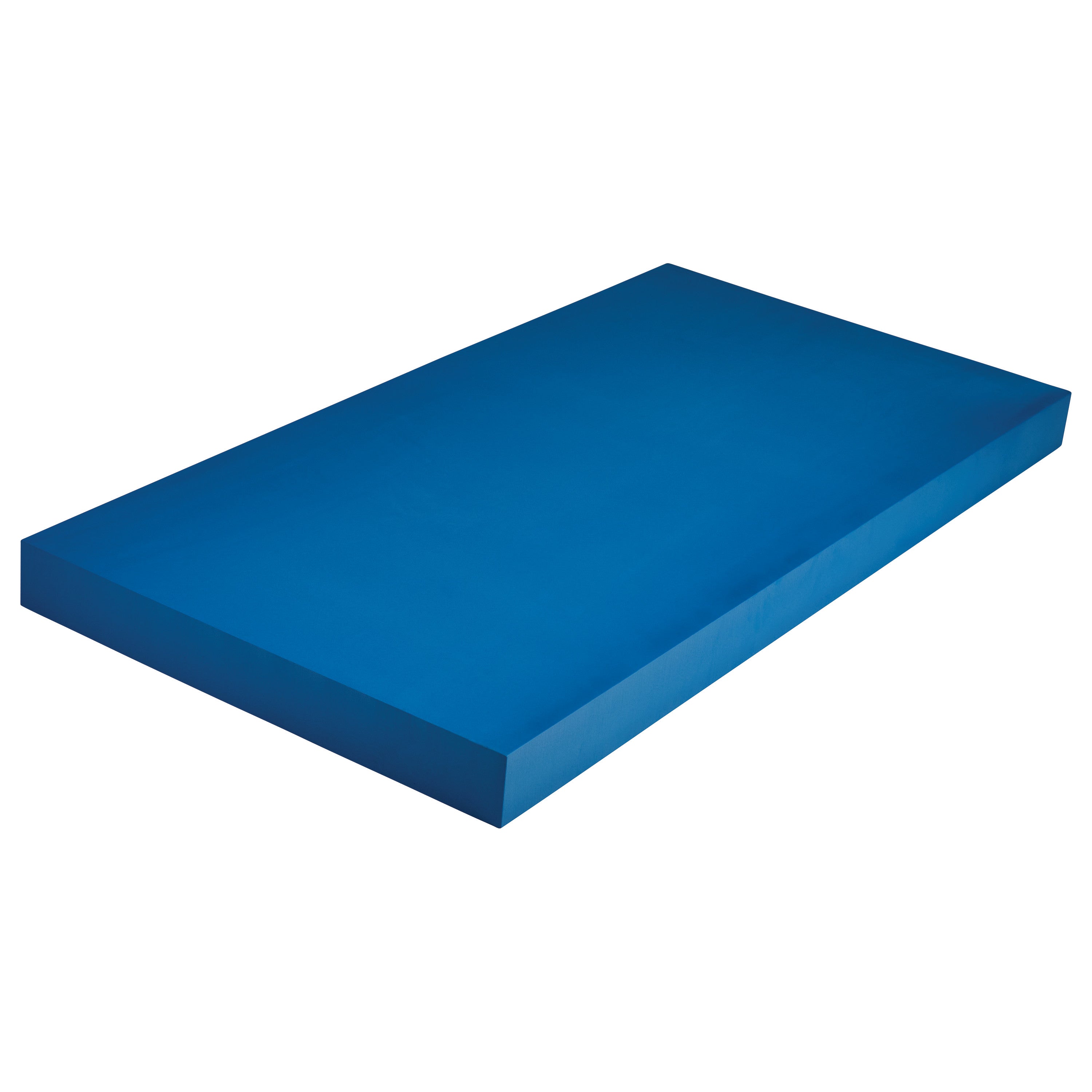A rectangular, blue foam slab titled "AliMed Super Constructa Foam." It has smooth edges and a uniform thickness.