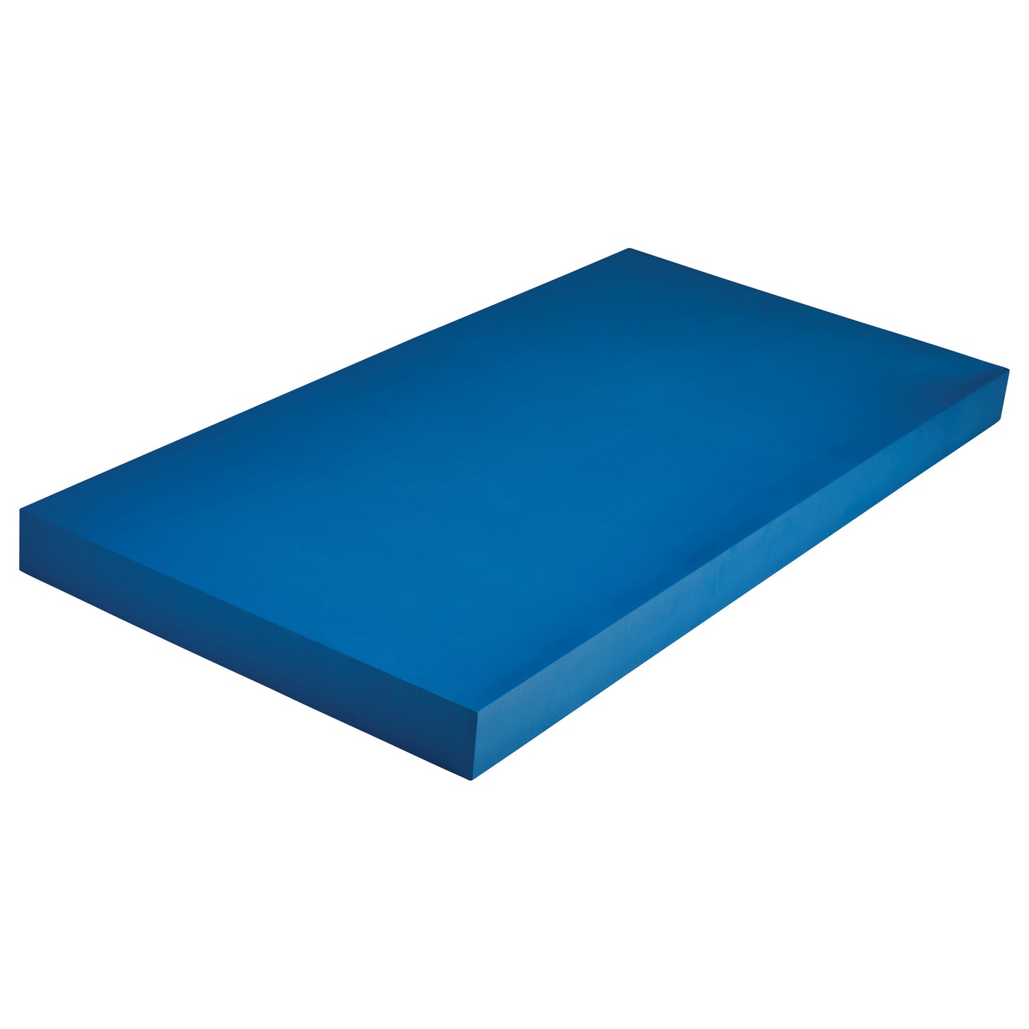 A rectangular, blue foam slab titled "AliMed Super Constructa Foam." It has smooth edges and a uniform thickness.