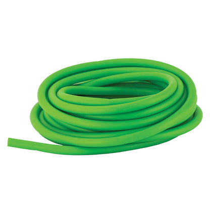 Coiled green REP Band Non-Latex Tubing on a white background.
