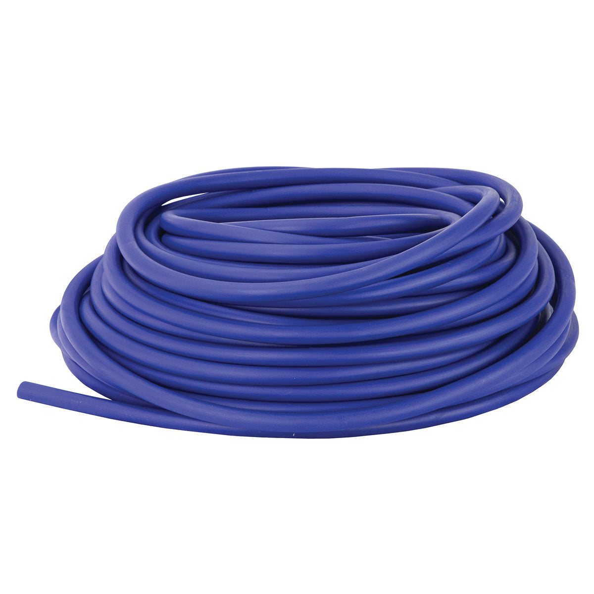 Coiled blue REP Band Non-Latex Tubing is shown against a white background.