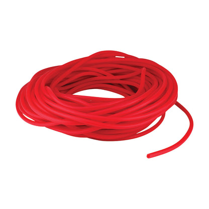 A coil of red CanDo Exercise Tubing, used for resistance training and physical therapy exercises.