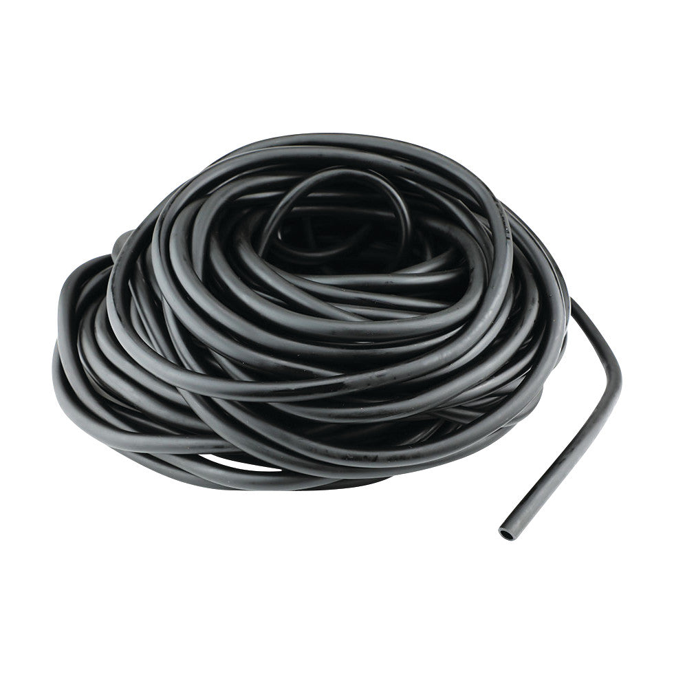 Coiled black CanDo Exercise Tubing against a plain white background.