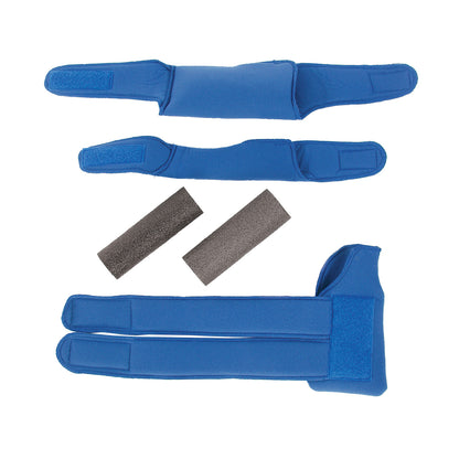 Replacement Soft Goods Set for AliMed Grip Splint includes blue padded sections and two gray foam rolls on a white background.