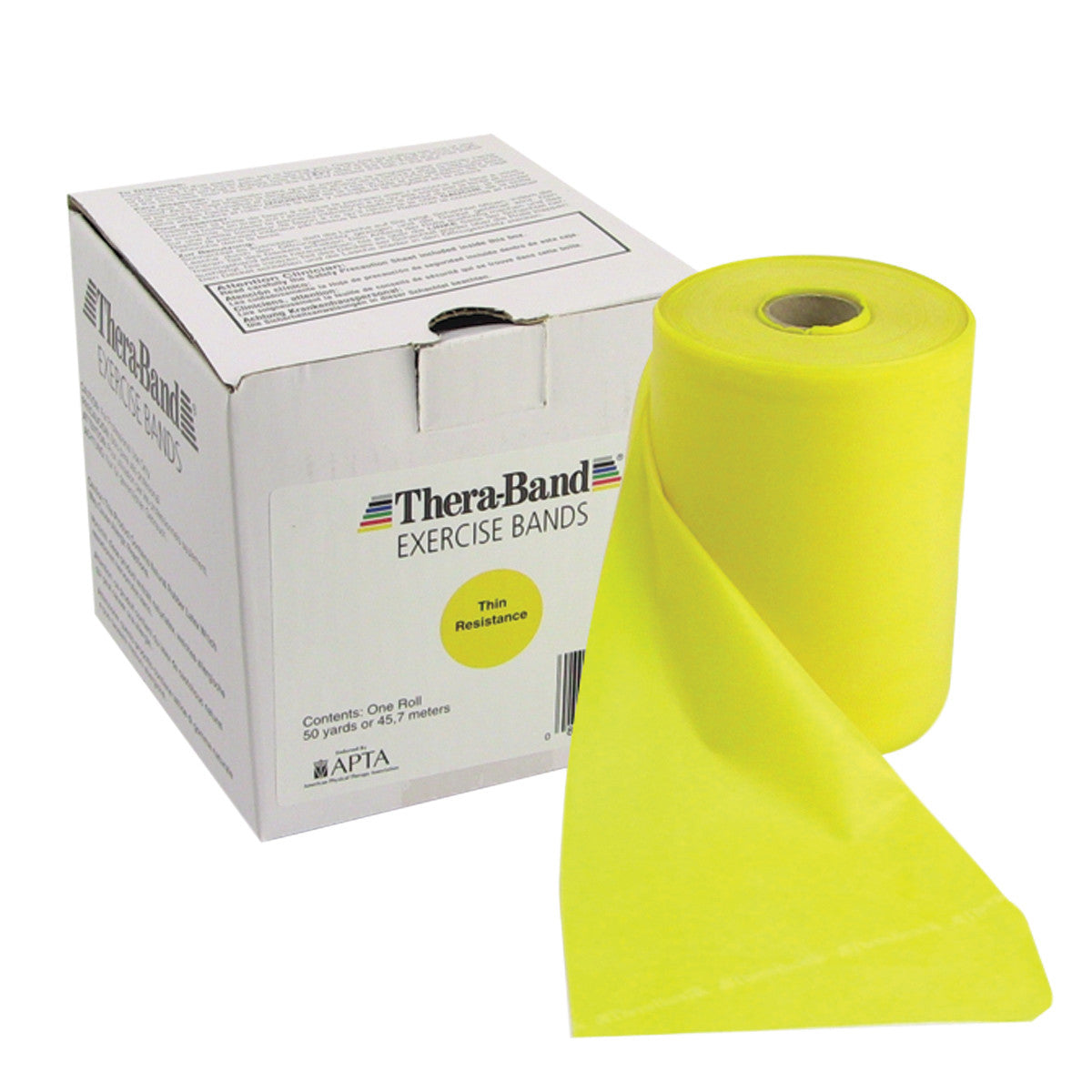 Latex Resistive Exercise Band, Yellow, Thin, 50-yd. Roll