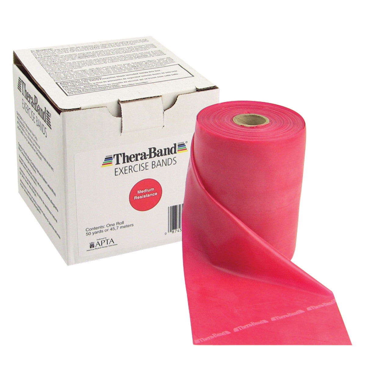 Latex Resistive Exercise Band, Red, Medium, 50-yd. Roll