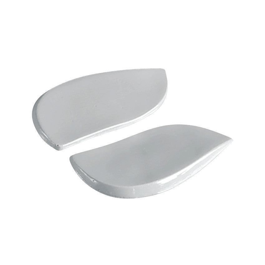Two Viscolas Solid Polyurethane Orthex Heel Wedges, white and curved, are shown against a plain background.