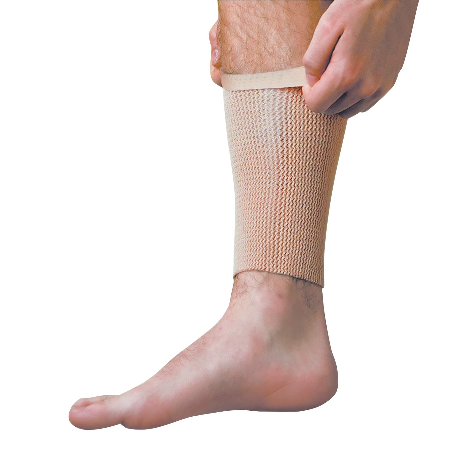 A person wears a Silipos Gel Tubing on their lower leg. It provides compression and protection, covering from ankle to mid-calf.