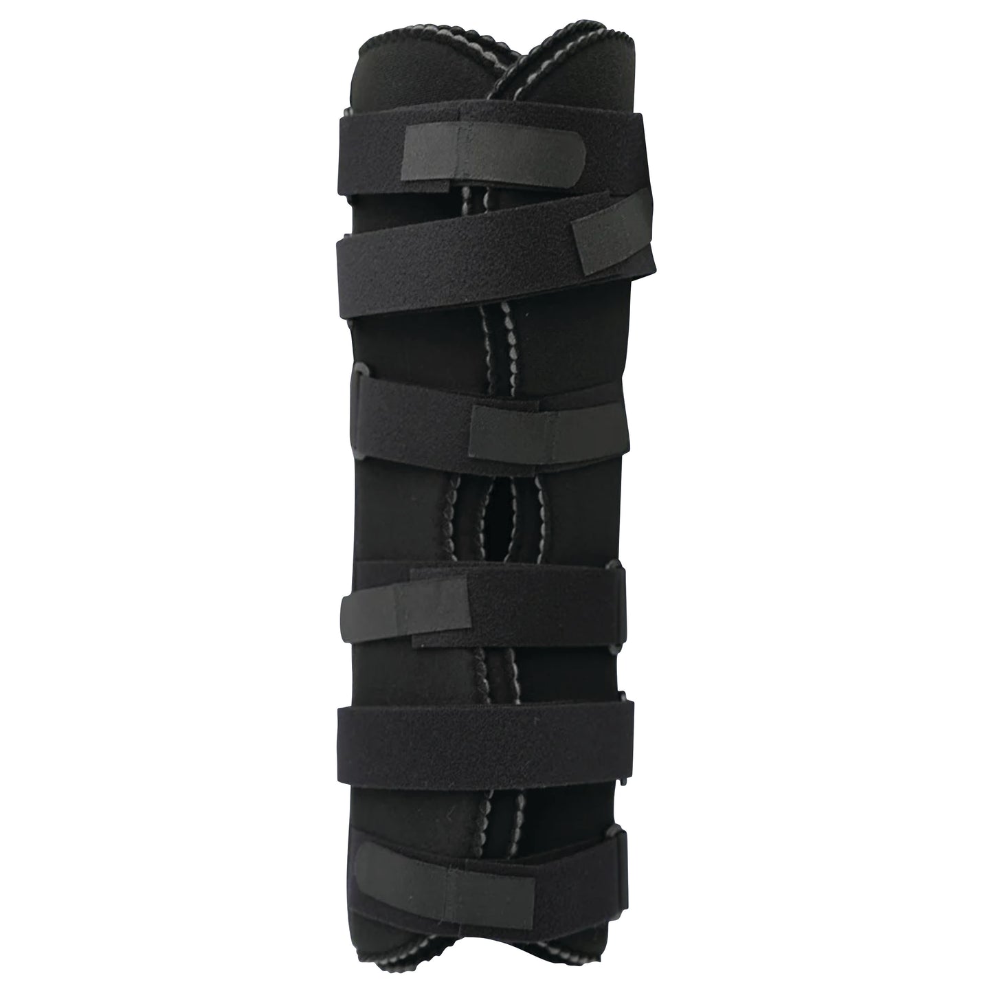 The RCAI Knee Immobilizer is a black brace with adjustable straps for maintaining knee stability and support.