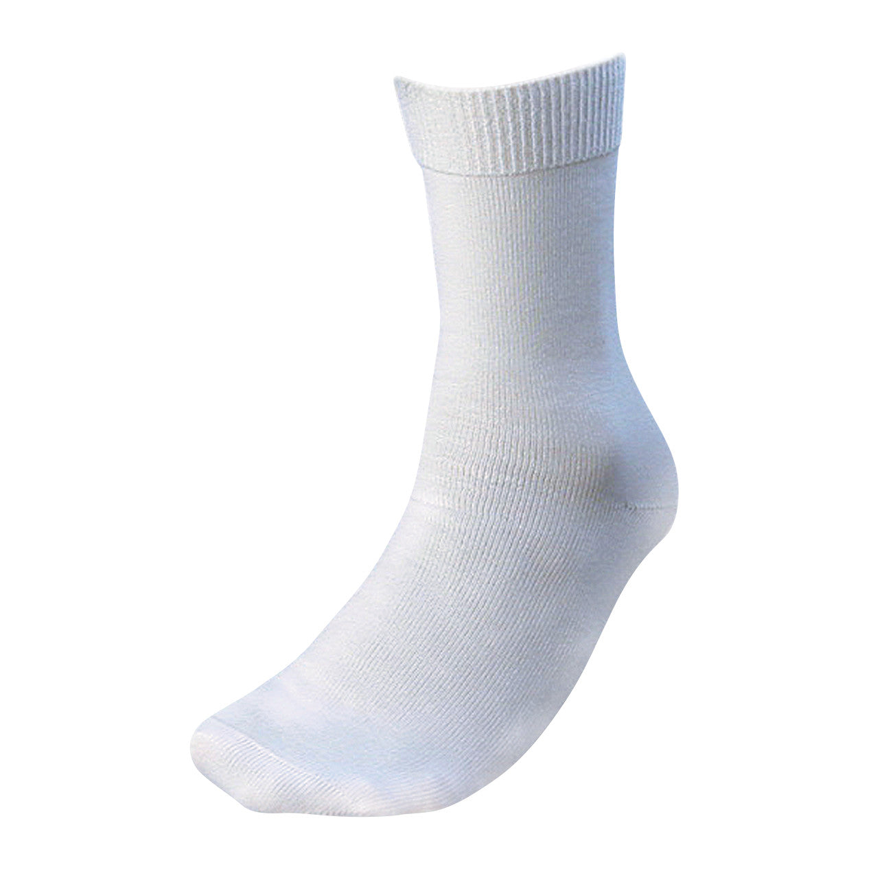 Silipos Arthritic/Diabetic Gel Socks shown in white, featuring a ribbed cuff and seamless design for comfort.